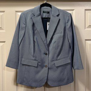 Lauren Ralph Lauren Women's Blazer Navy/ Bright Blue Diamond Type Pattern Sz 14W